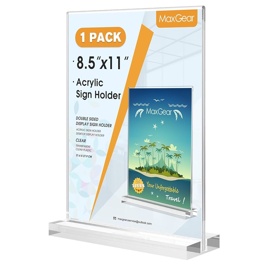 Marcosページ Superior Image® Wall Mount Beveled Edge Sign Holder - 8.5